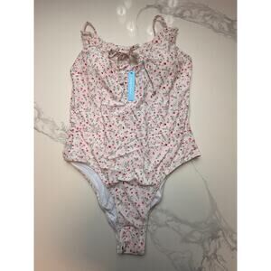 NWT Pink Floral Tie Front One Piece Swimsuit XL